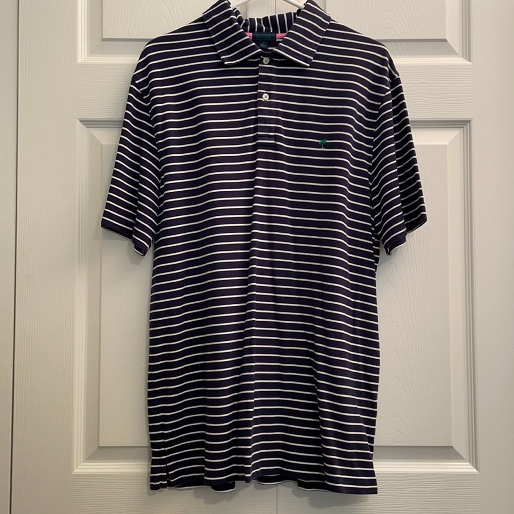 Lilly Pulitzer Via Palm Beach Polo Navy Blue and White Stripe, Men’s L